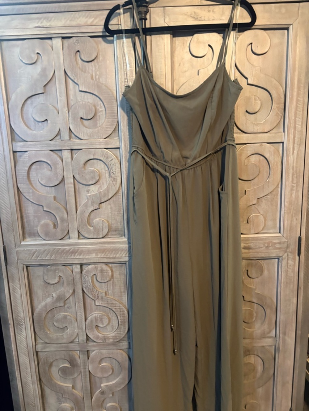 Lily Rose Olive Green Strapless Wide-Leg Jumpsuit